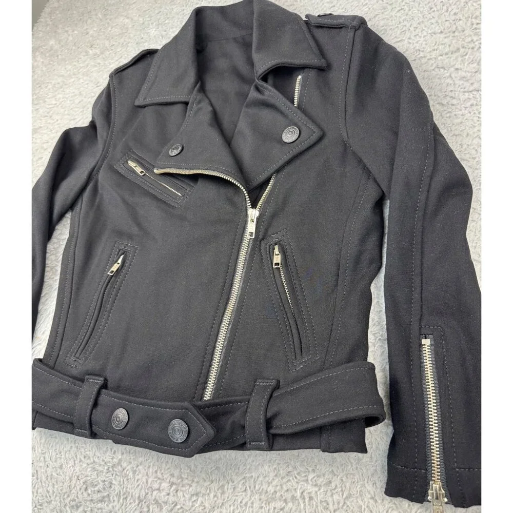 True Religion Womens S Black "Store Sample" Biker Jacket 90s Y2K Gothic Skater - Picture 8 of 14